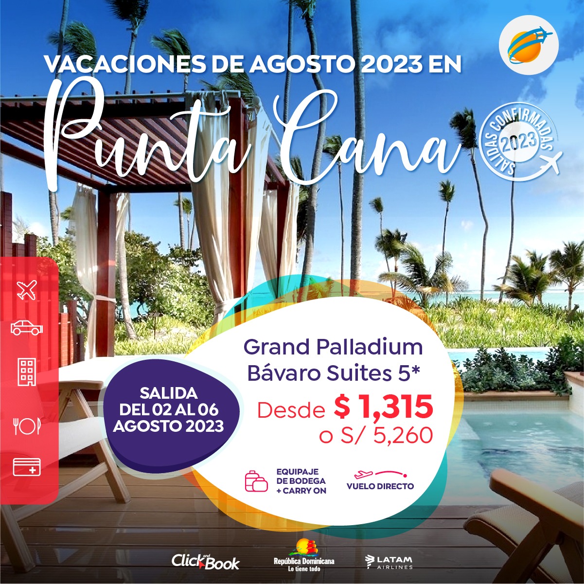 Salidas confirmadas a Punta Cana del 02 al 06 de agosto 2023